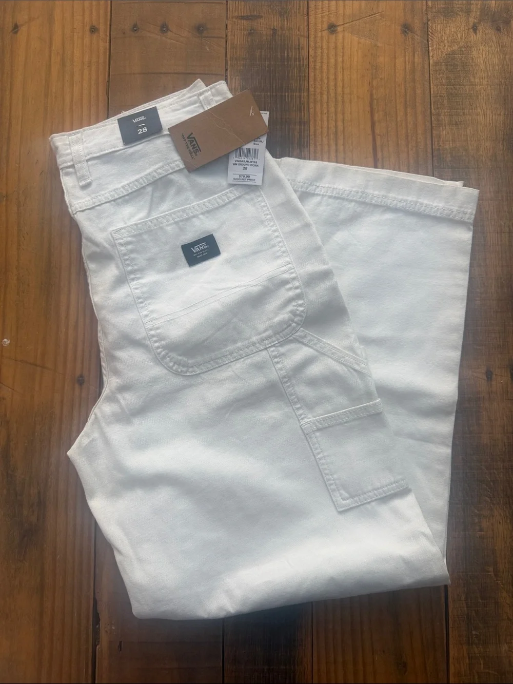 Vans White Workwear Pants with Branded Tags
